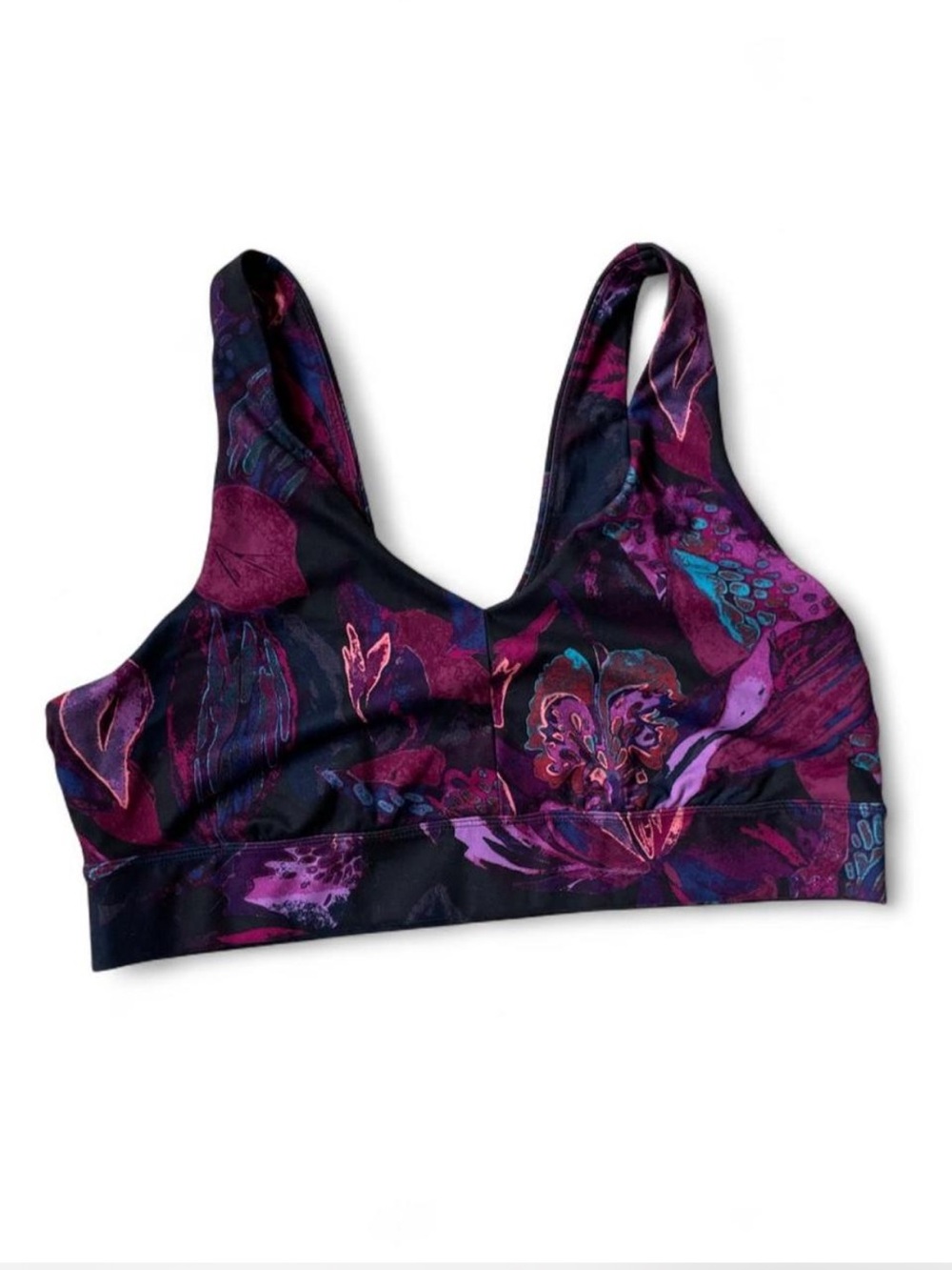 NWOT all in motion Purple & Black Floral Sports Bra